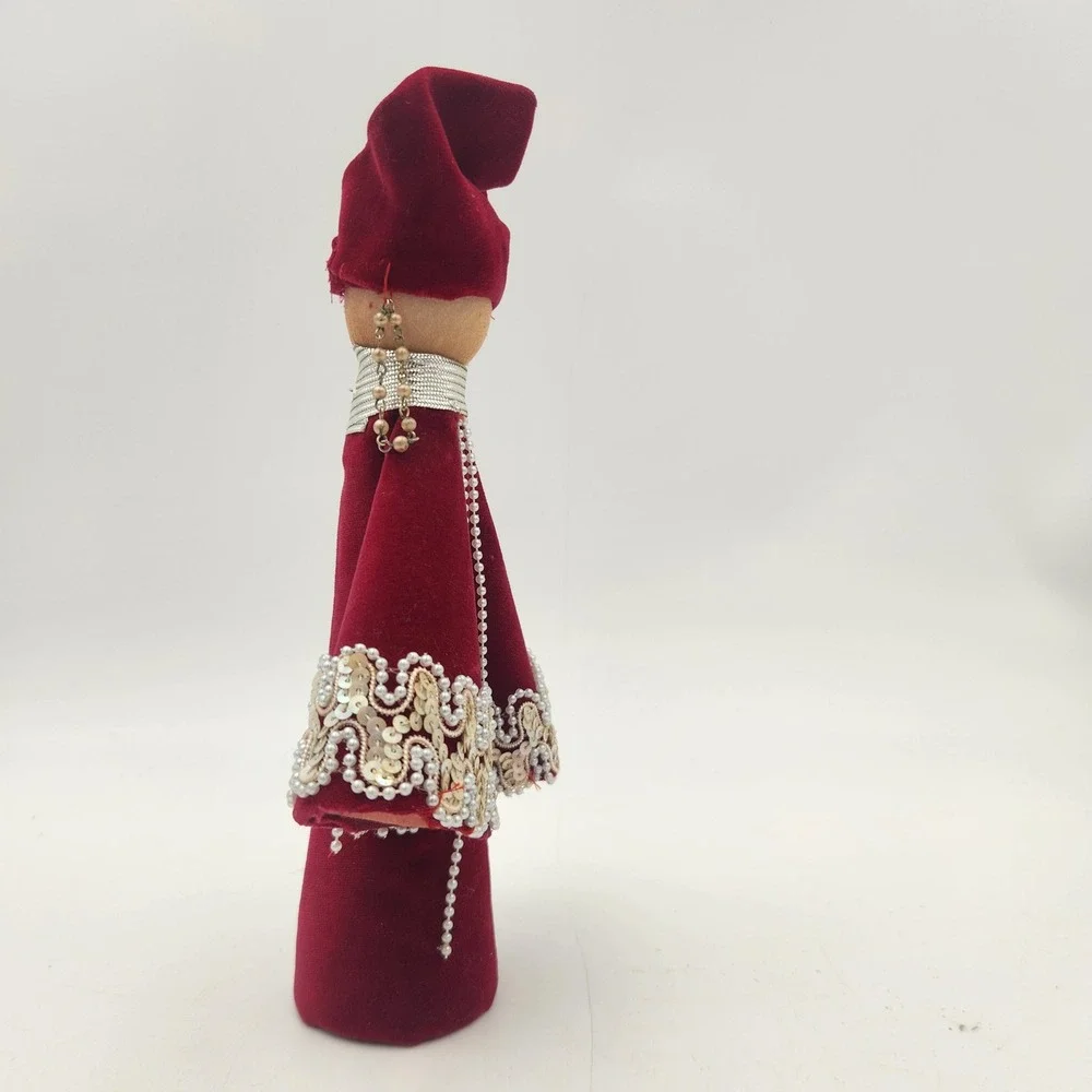 Handmade Vintage Velvet Three Wise Men  Upcycled Thread Cone Figures Atlantic